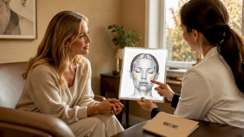 Patient consulting about Botox and fillers