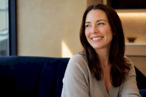 Woman smiling with natural crow's feet