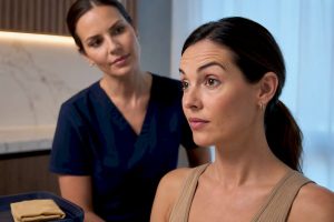 Nurse assessing natural eyebrow movement