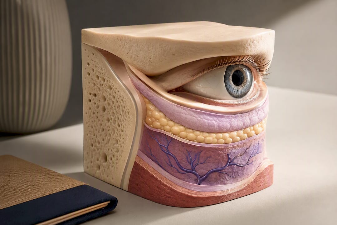 Illustration of tear trough anatomy and hollowing