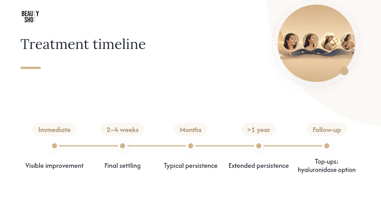 Timeline of tear trough filler results and duration