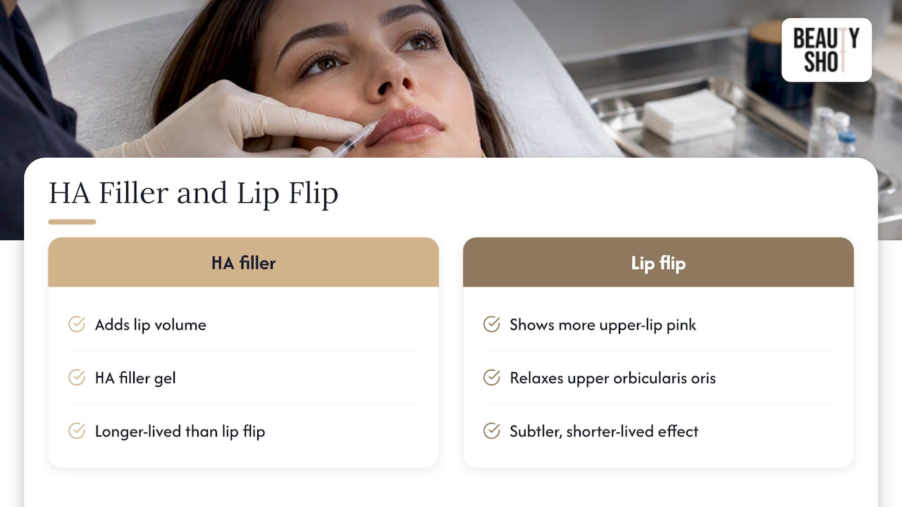 Comparison of lip filler and lip flip