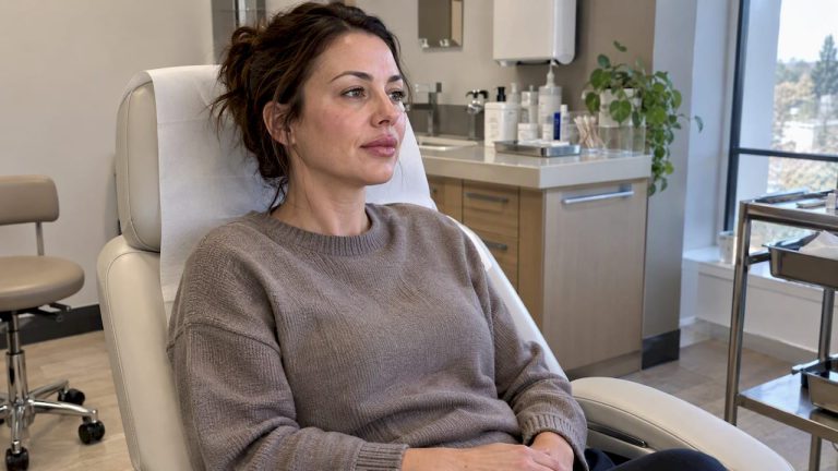 Patient resting after facial filler treatment