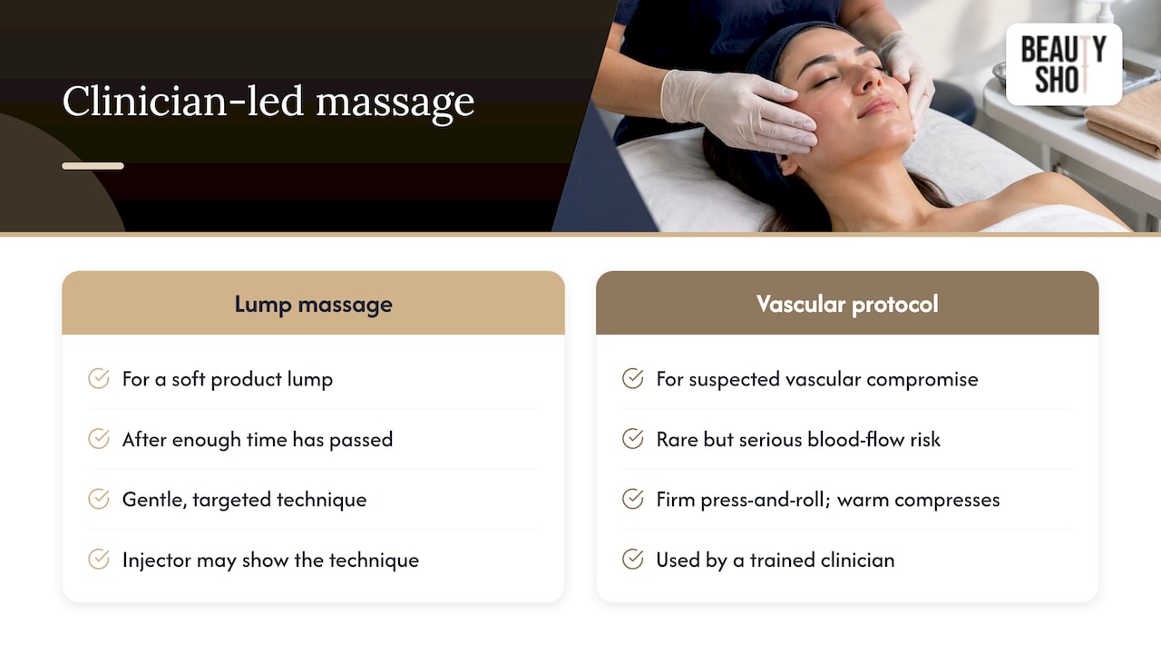 Two clinician-led filler massage situations compared